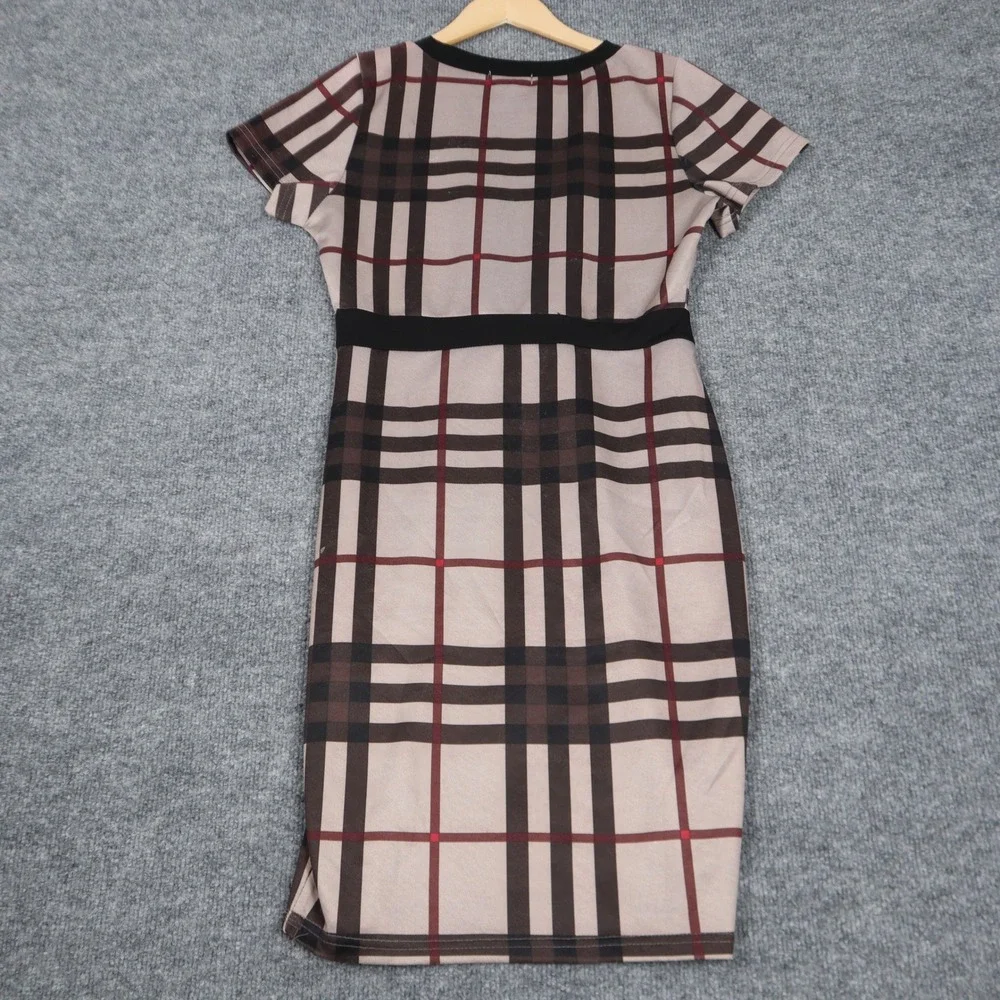 Burberry‎ London Plaid Sheer Mesh Bodycon Dress Short Sleeve Women XL - Picture 4 of 8